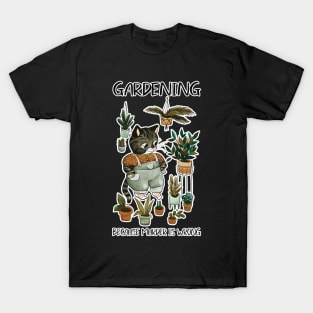 funny cat gardening because murder is wrong T-Shirt